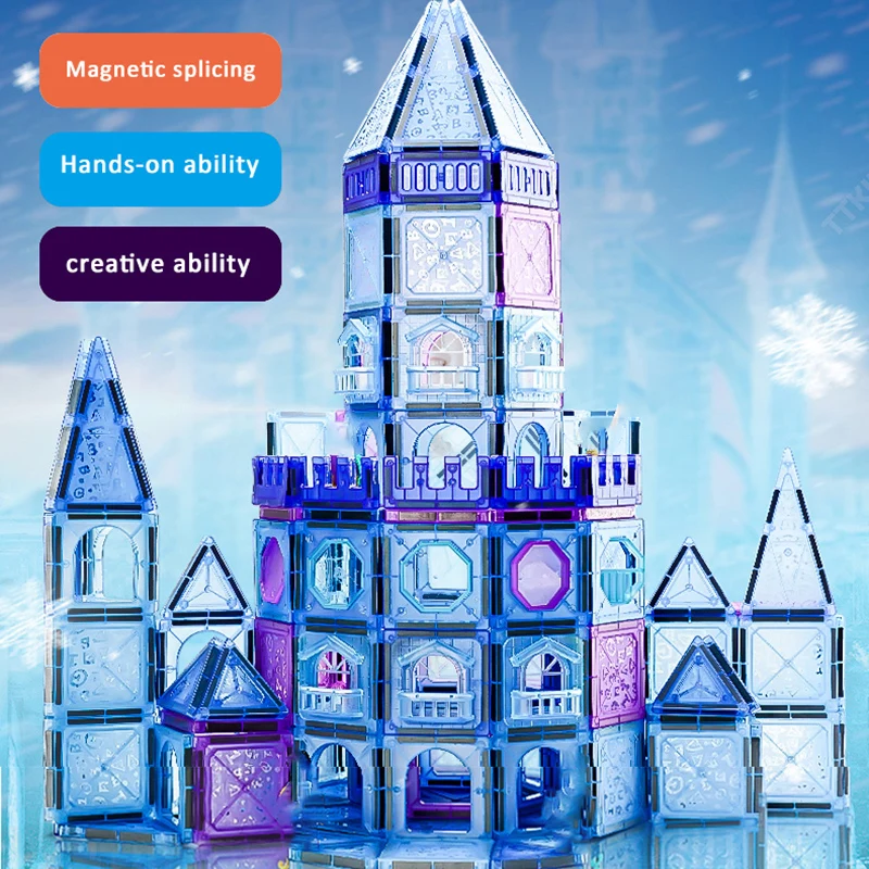 어린이용 자석 타일 빌딩 블록, DIY 자석 건설 타일, 교육용 감각 장난감, 몬테소리 게임