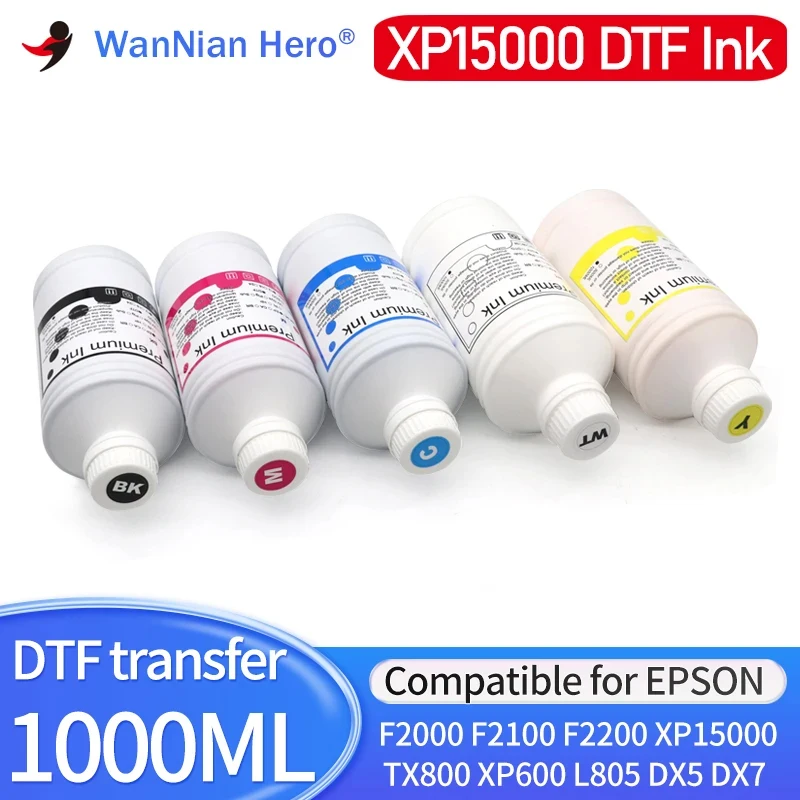 DTF Ink 1000ML For Epson L1800 L805 1390 4720 I3200 F2000 F2100 DX5 DX7 Head Direct to Transfer Film Ink White ink hot stamping