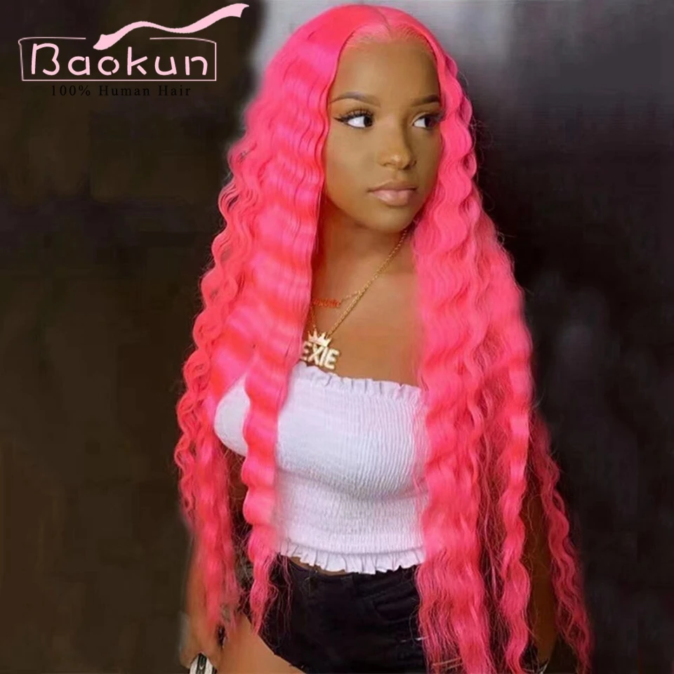 Wig 13x4 gelombang dalam hijau Mint rambut manusia ketebalan 180 Wig Frontal 613 HD renda Frontal 13x6 Wig rambut manusia transparan