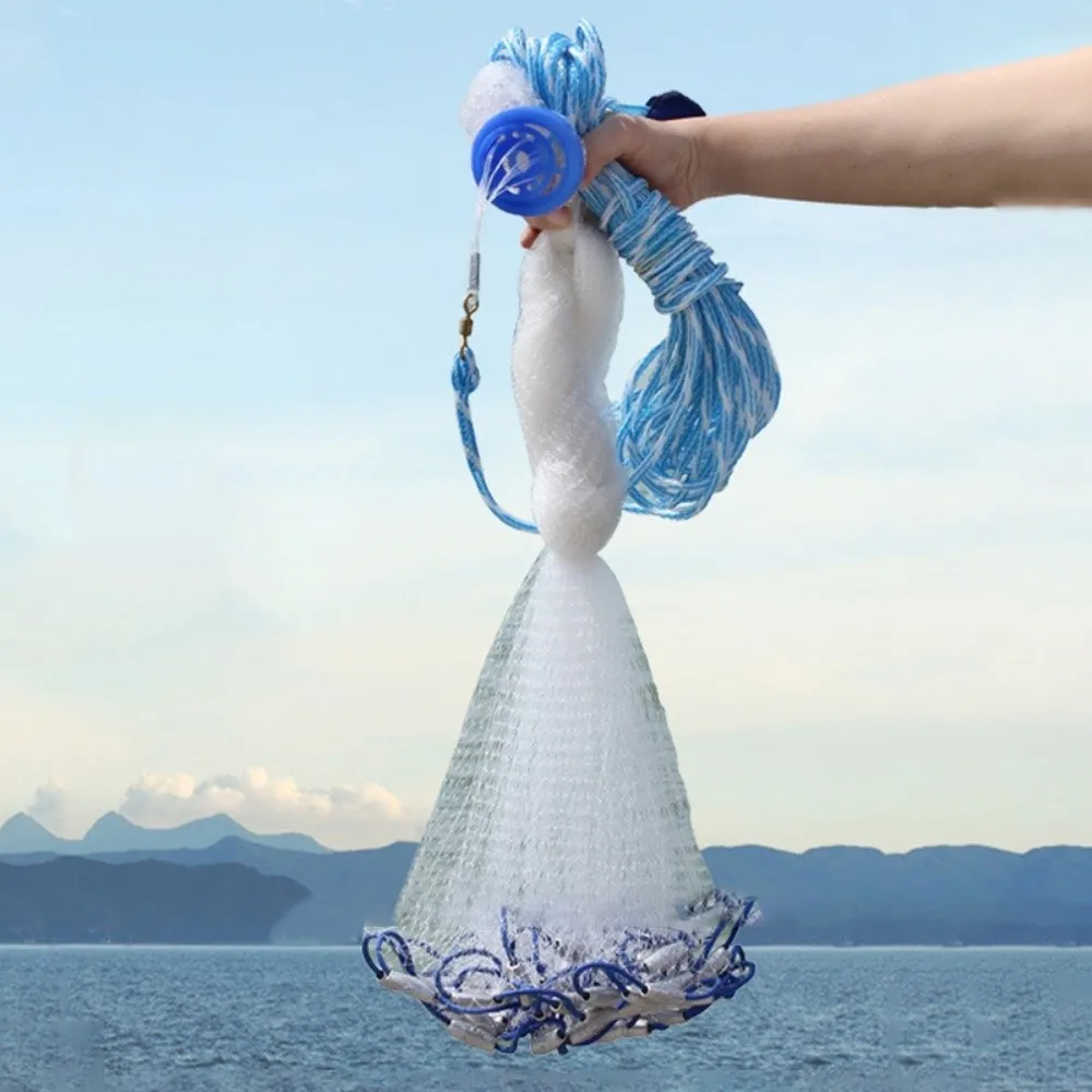 

Firm No Circle American Style Fishnet Hand Cast 1 Finger Grid Fishing Net Flexible Swivel 4.8m Cast Fish Net Fishing Accessories