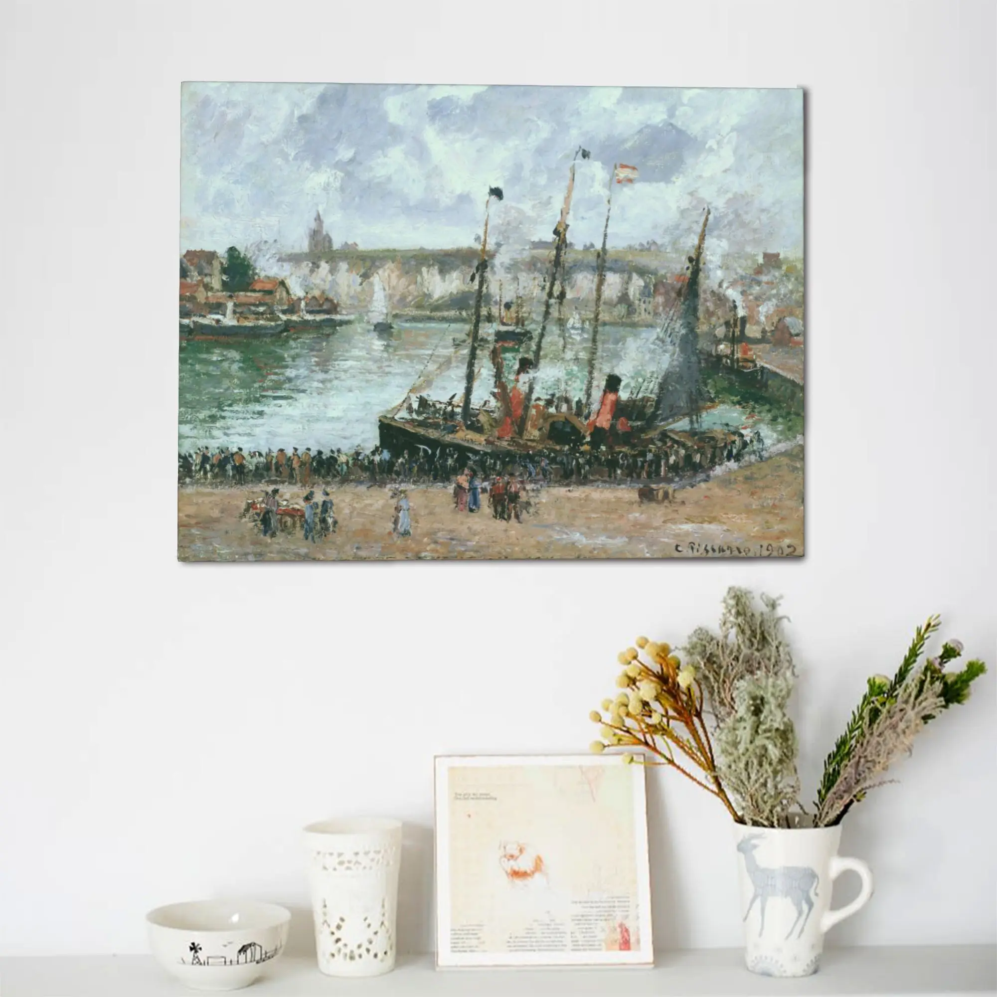 Camille Pissarro Vintage gerahmte Leinwand-Wandkunst – impressionistischer Landschaftsmalerei-Druck, klassische französische Landschaftsdekoration