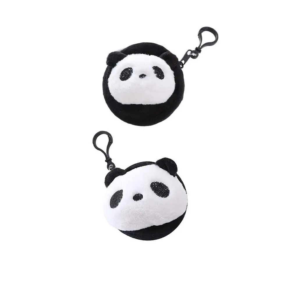 Animal Plush Panda Coin Purse, Estilo coreano, saco redondo do dinheiro dos desenhos animados, saco do armazenamento do cartão, saco do batom, mini saco do fone de ouvido