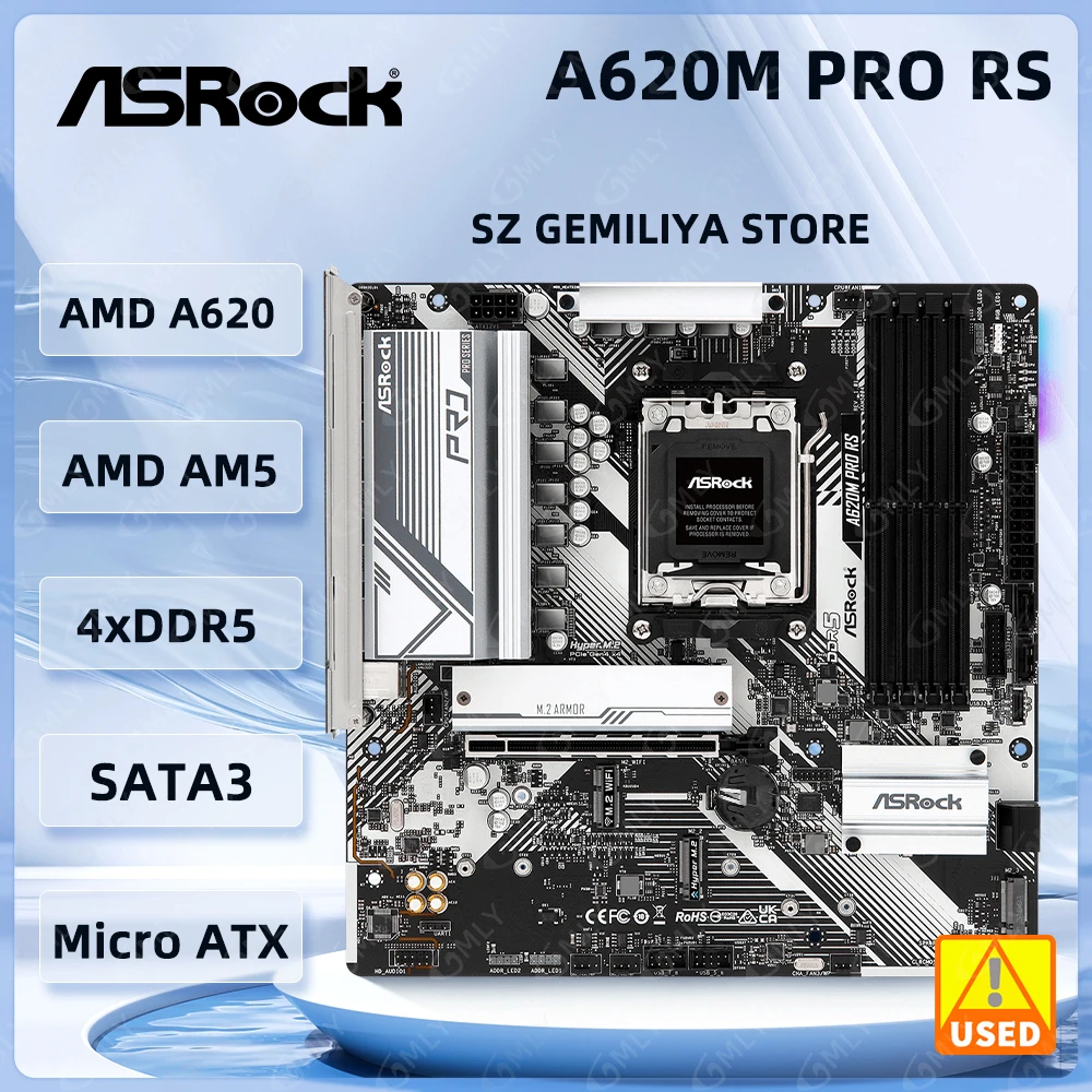 ASrock A620M Motherboard Pro RS Motherboard Socket AM5 DDR5 256GB M.2 support  9700X 7900 8400F 9600 7600 7500 cpu