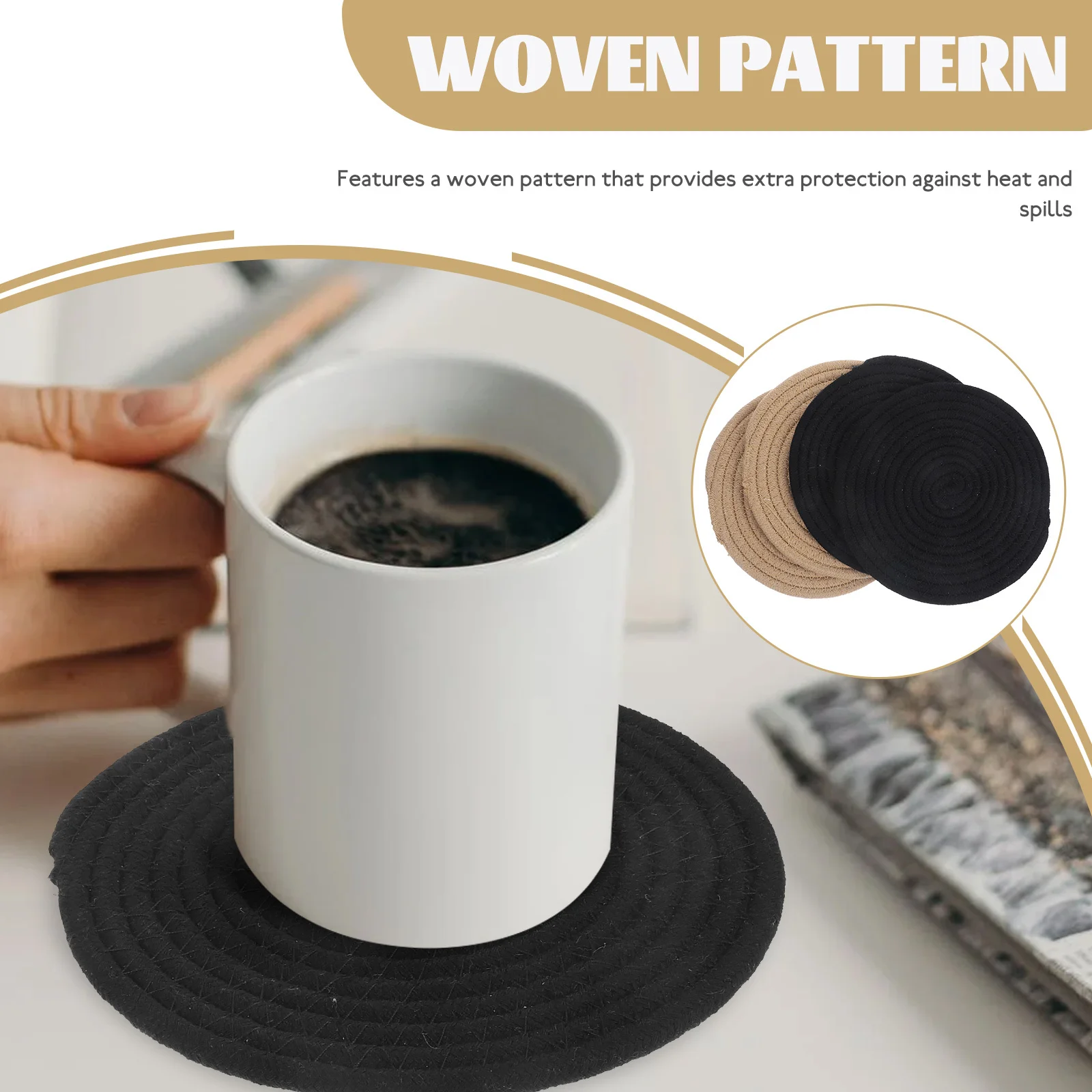 

4pcs Cotton Woven Pot Pad Mat Round Heat Resistant Trivets For Kitchen Pans Drink Coasters Dining Table Decor Placemats