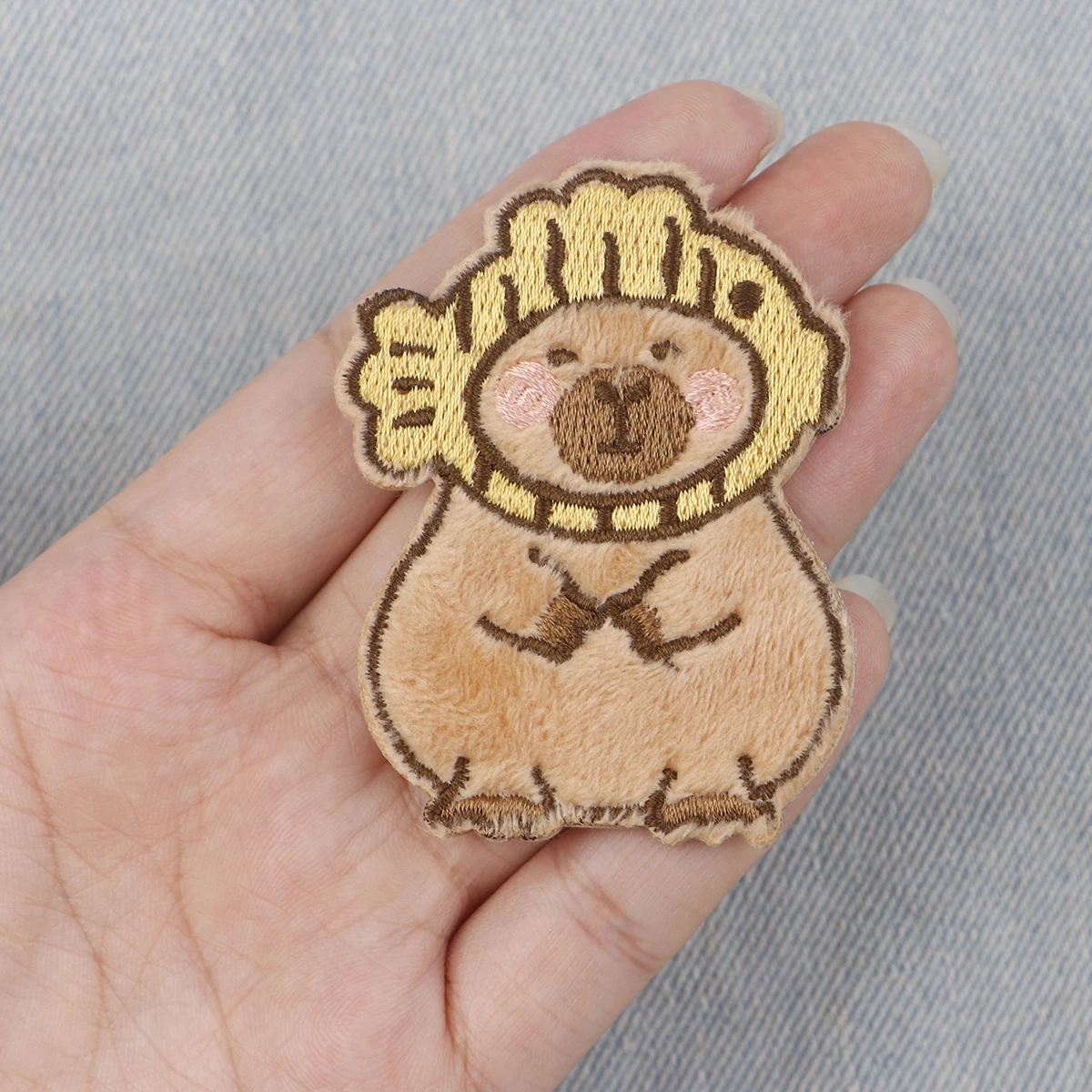 5pcs/set Cartoon Capybara Cute Brown Animal Embroidered Patches on Clothes Self-adhesive Cloth Sticker DIY Clothing Accessories