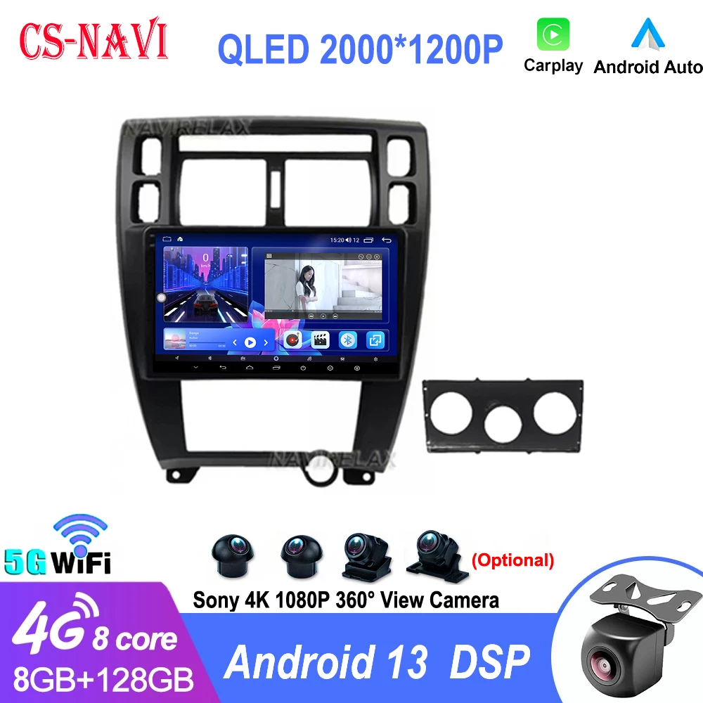 

2 Din Android 12 Car Radio Multimedia Video Player Navigation GPS For Hyundai Tucson 2004 - 2009 Carplay Auto Stereo QLED Screen