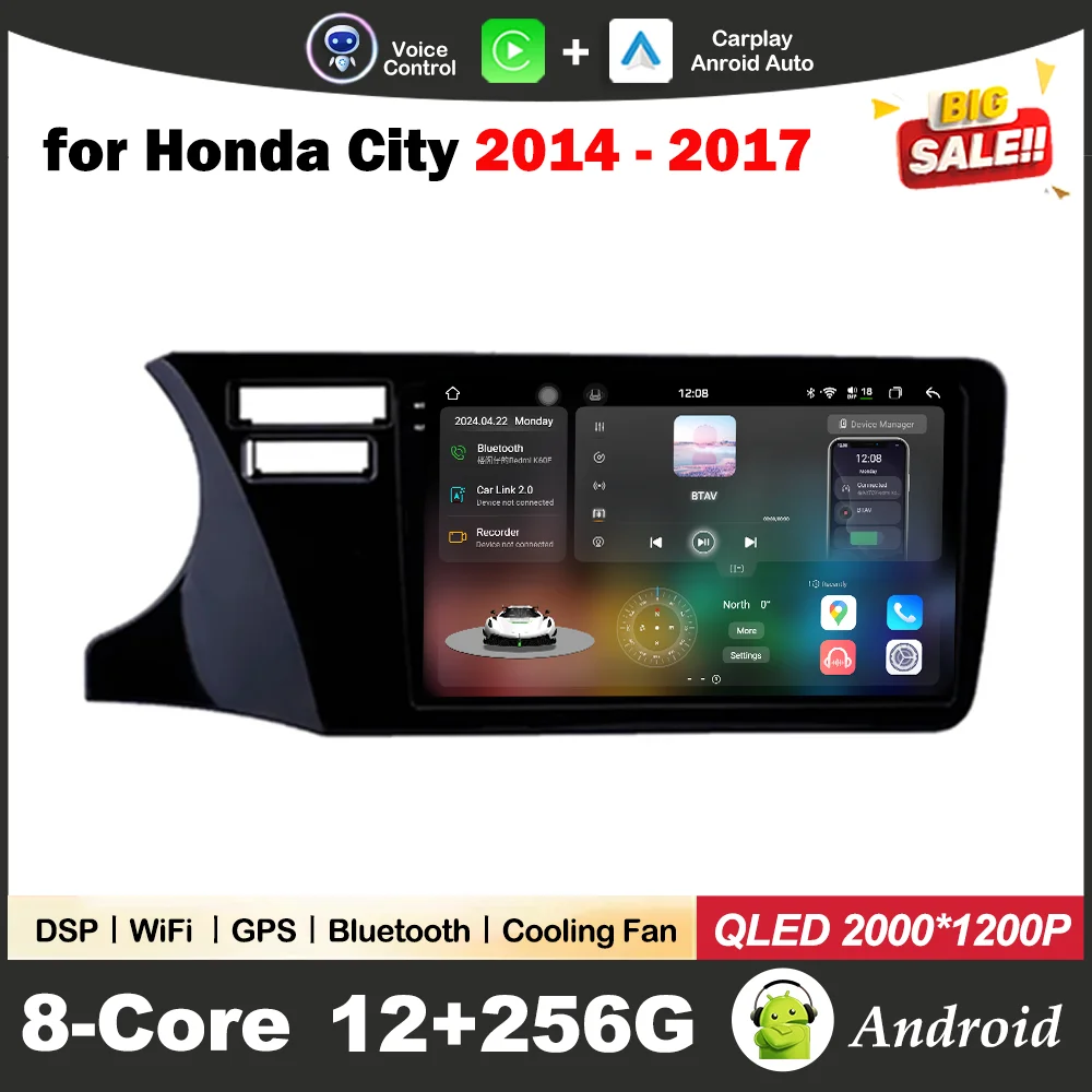 

Android OS GPS LHD for Honda City 2014 2015 2016 2017 Car Video Mulltmedia Radio Player 4G DSP Stereo Head Unit Auto Accessories