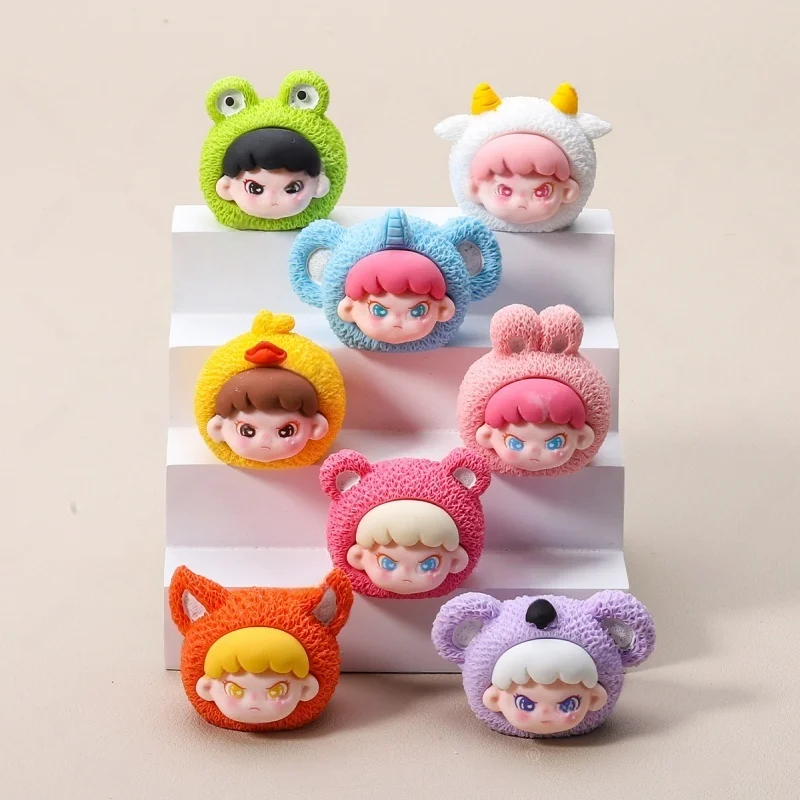 Cute blind box Animal big cousin DIY resin jewelry desktop car key chain pendant ornaments grain ornaments For Birthday Gift