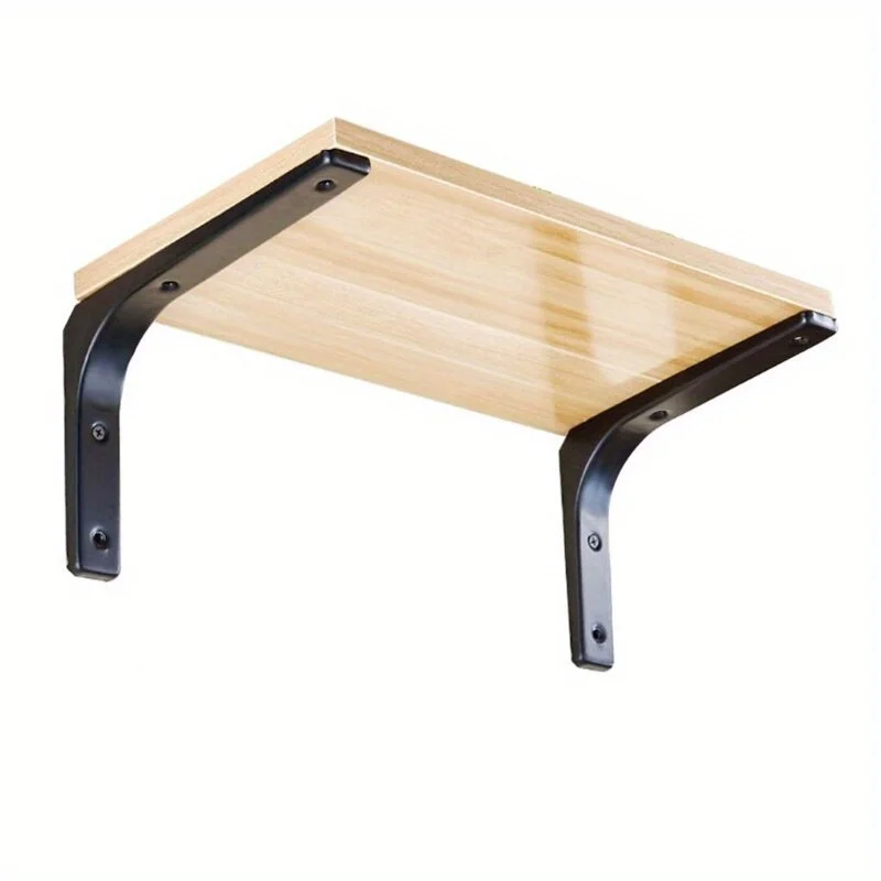 2pcs Heavy-Duty Iron Shelf Brackets - Right Angle Corner Supports for Wall Mounted Furniture, Industrial Decorative Hardware