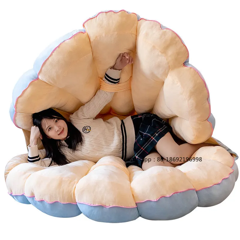 Giant Clam Shell Pillow Lazy Sleeping Oversized Shell Doll Plush Toy Cushion Doll Girl Sleeping Bag Sofa