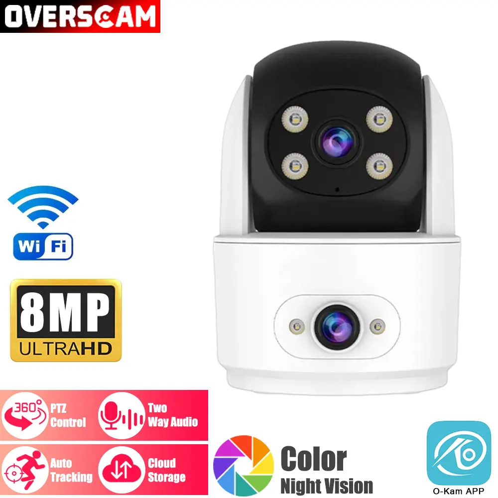 

8MP 4K WiFi PTZ IP Baby Monitor Auto Tracking Color Night Vision Two-Way Audio Video Calling Smart Home Wireless Security Camera