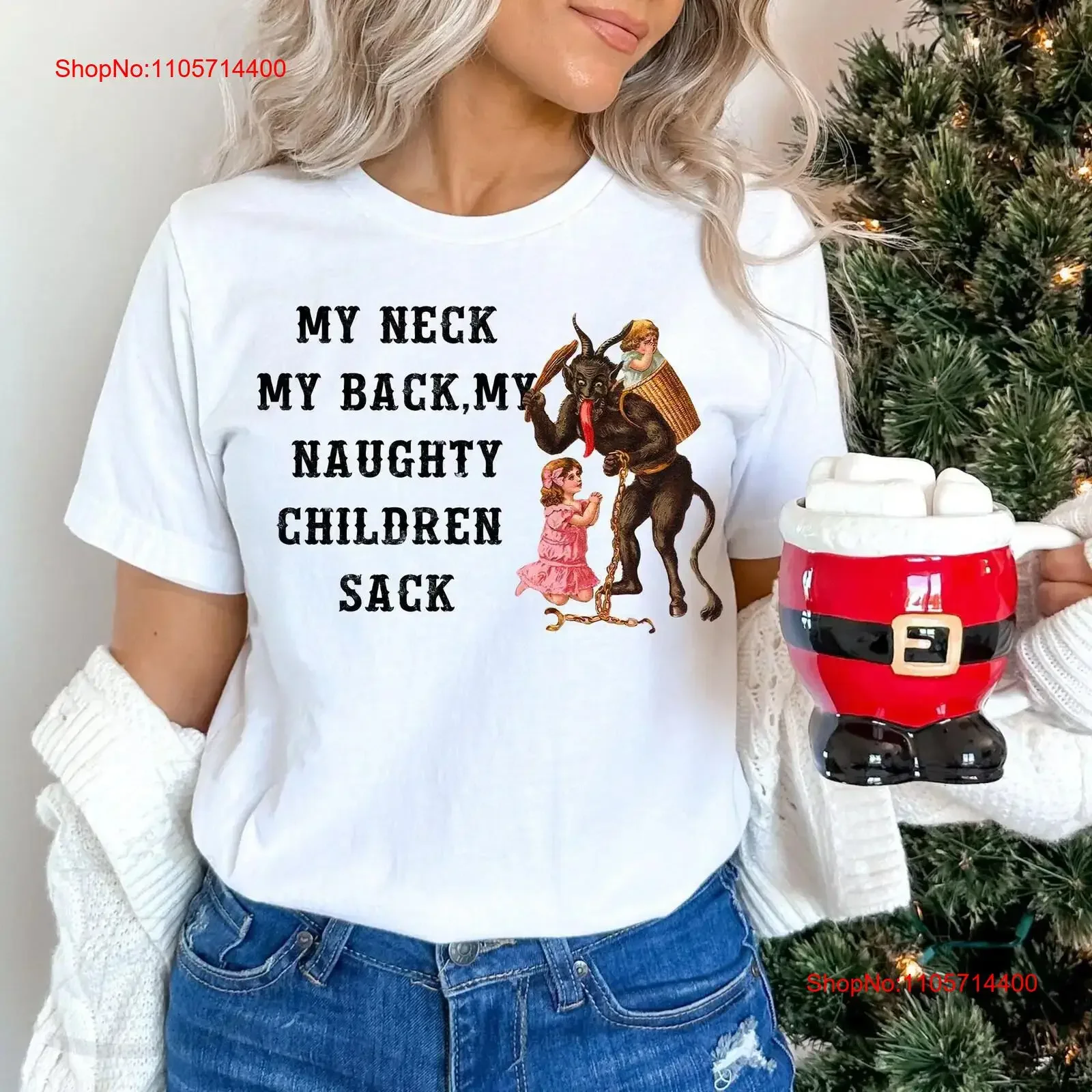 Krampus Christmas T Shirt Vintage Creepy SweaT Horror vintage Washed graphic fashion homme Soft Casual Stylish Versatile Unisex