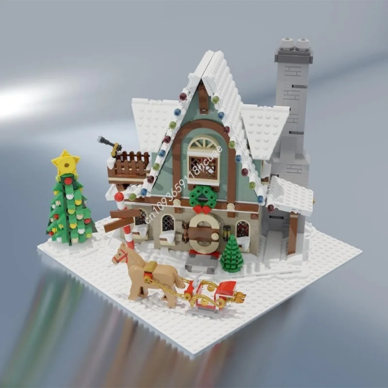 1288 pçs moc elf club casa como fixar uma placa de base modelo blocos de construção brinquedo construção diy ideia criativa presentes natal crianças