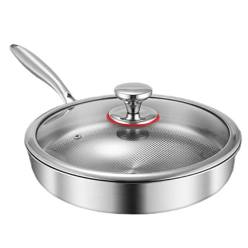 

ABBN-Titanium Non-Stick Frying Pan 28CM With Glass Lid, Stainless Steel Skillet For All Cooktops