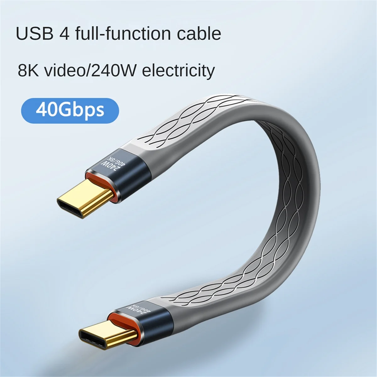 A66I USB4 Data Cable 40Gbps USB C to Type C Short Cable PD 240W 8K 60Hz for Thunderbolt 3/4 IPhone 15 Pro Max SSD Power Bank