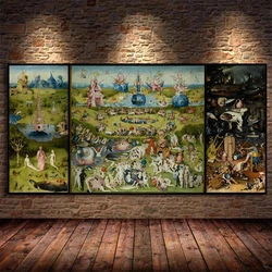 Hieronymus Bosch《The Garden of Earthly Delights》Canvas Painting Poster Print Wall Art Picture for Living Room Home Decor Cuadros