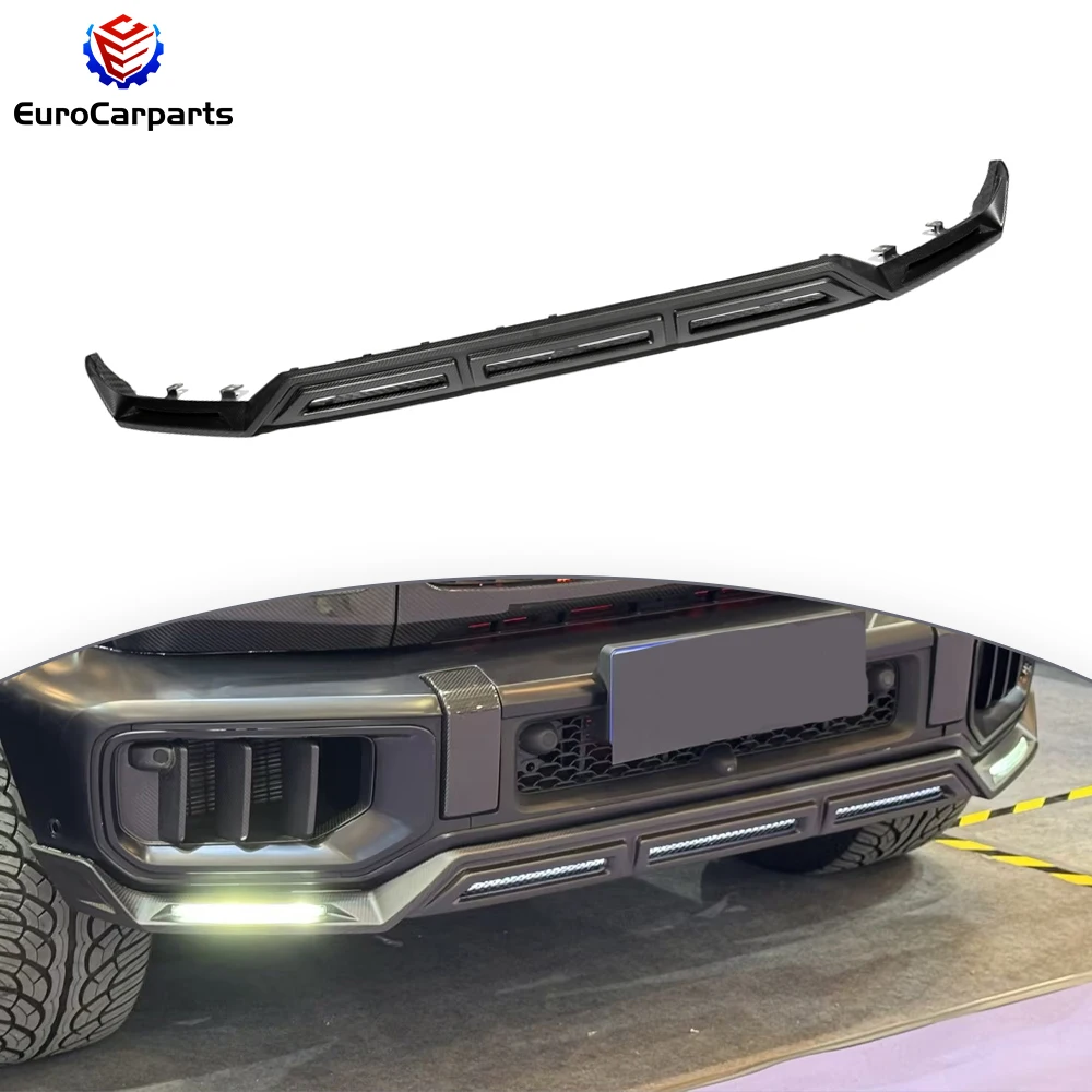 

Front Lip With LED High Quality Dry Carbon Body Parts for G Class W465 G63 2025y Front Spoiler Splitters Diffuser Anterior Lip