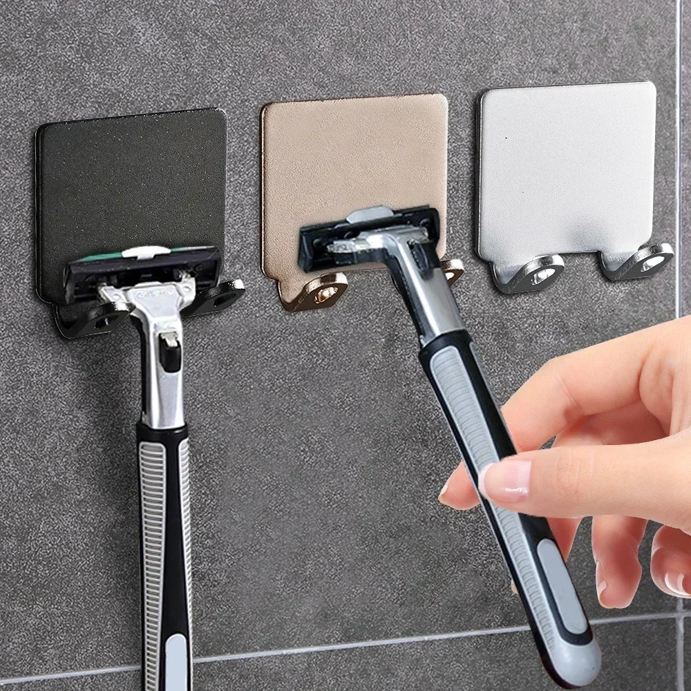 Bathroom Stainless Steel Razor Holder Storage Hook Wall Men Shaving Shaver Shelf Punch Free Razor Rack Accessories Organization