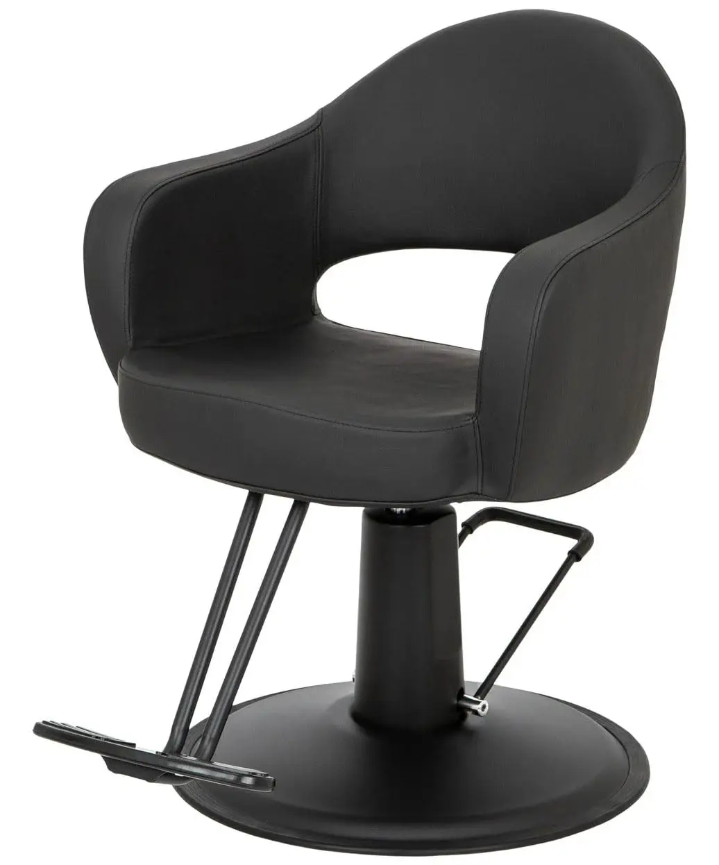 Black Vinyl Hydraulic Salon Styling Chair with Footrest for Barber & Beauty Shop, Customized