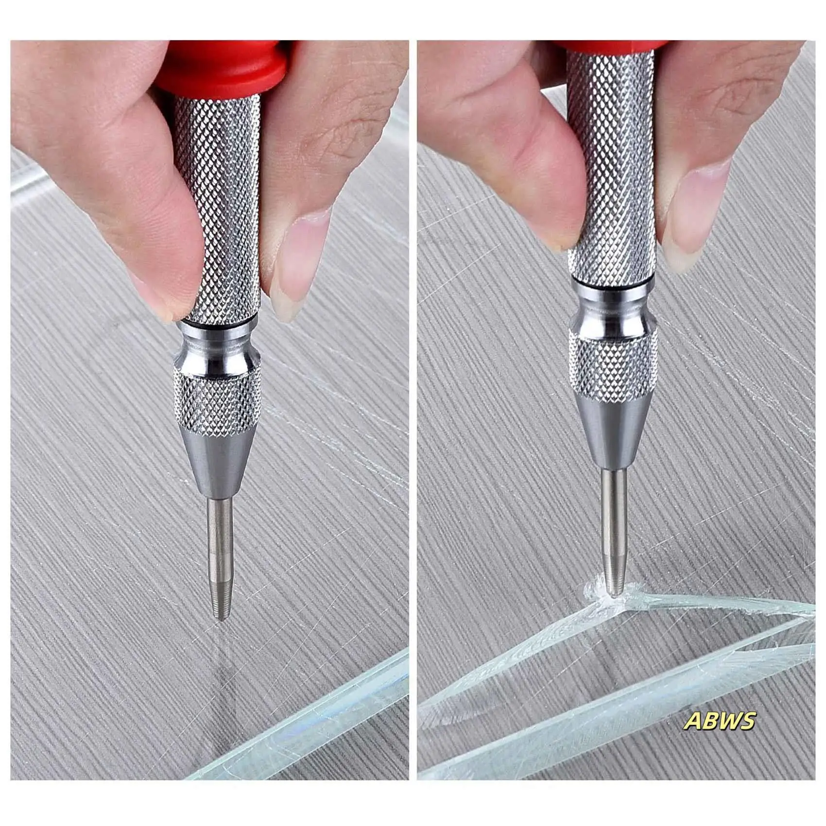 5 Inch Center Hole Punch Marker Scriber Window Puncher Breaker Tool With Cushion Cap And Impact, 4 Pieces Tip Included