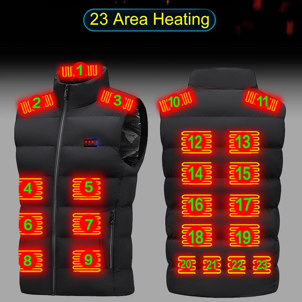 23 Heated Vest Zones Electric Heated Jackets Men Women Sportswear Heated Coat Graphene Heat Coat USB Heating Jacket For Camping