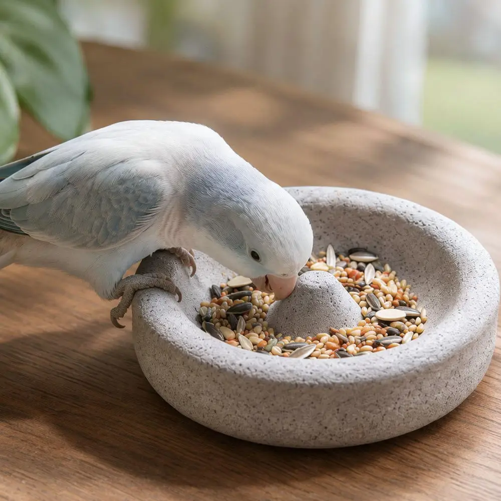 Pumice Bird Feeder Bowl Anti Splash Parrot Feeding Container Grinding Beak Claw Accessory For Small Pet Cage Supplies