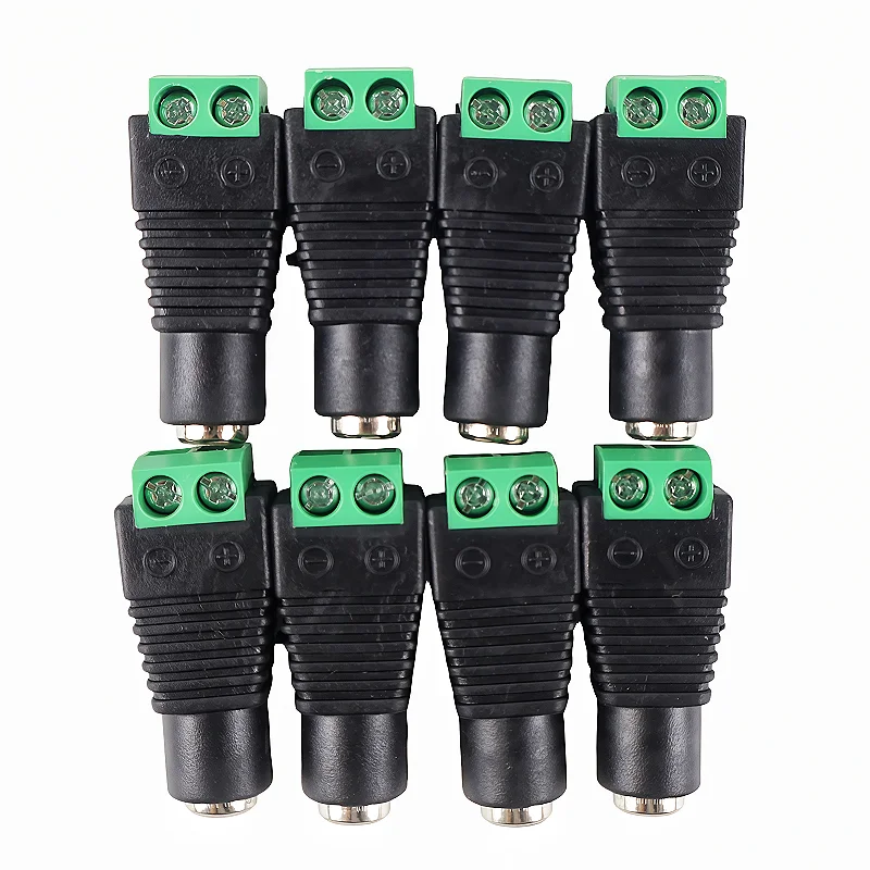 DC Terminal Connector 2pin DC Power Adapter 5.5mm X 2.1/2.5mm Plug Male to Female Jack Connector Plug For LED Strip CCTV Came