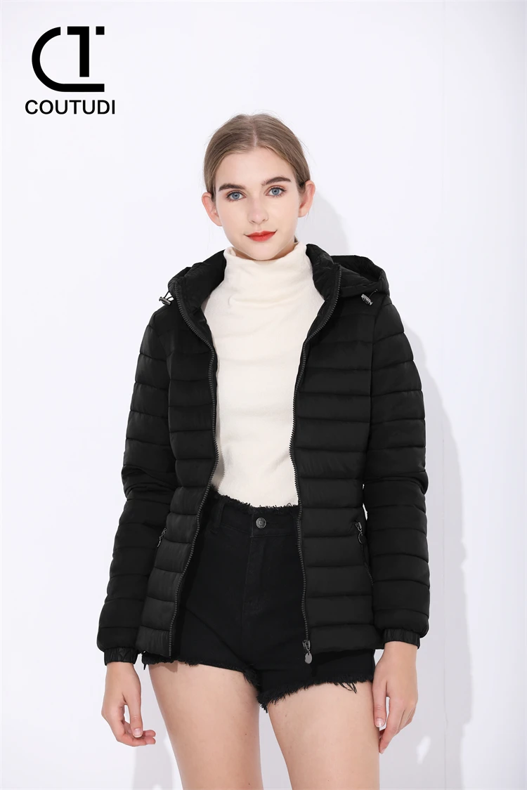 COUTUDI Long Sleeve Puffer Jackets for Women, Ultralight Down, Cotton Jacket, Warm Coat, Female Parkas, Fashion, Autumn Winter