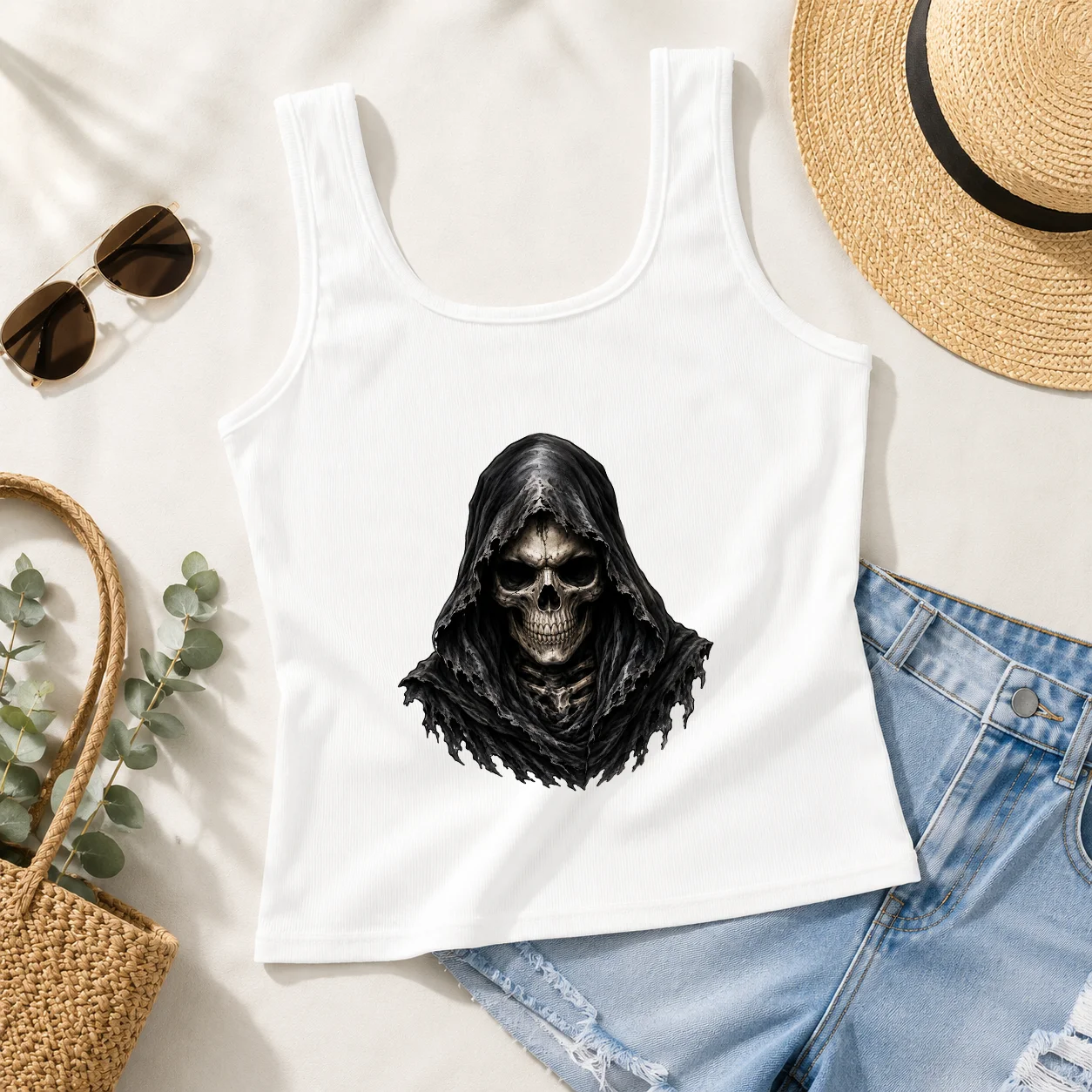 White Casual Harajuku Punk Sli - огляд і ціна Tank Top Ribbed