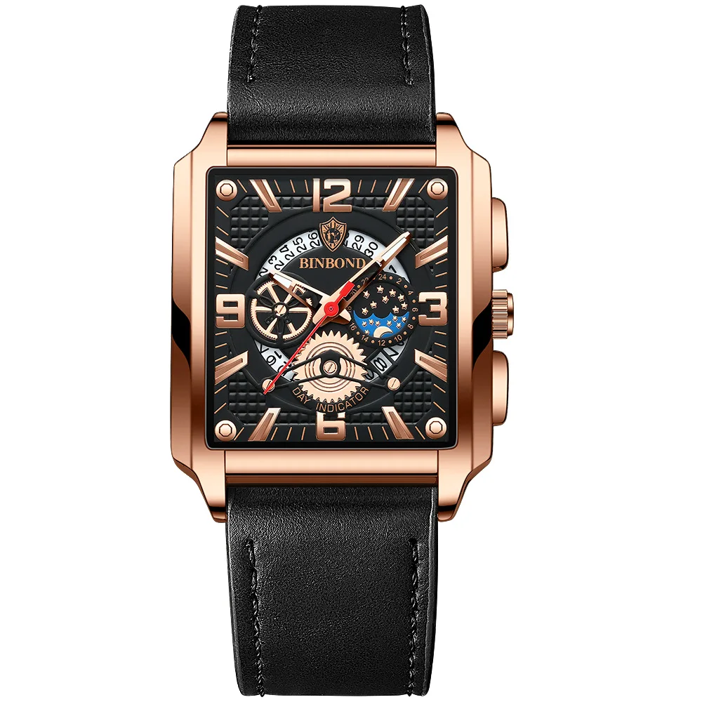 Top Brand Original Quartz Watch Multifunctional Chronograph Watch For Men Waterproof Luminous Moon Phase Watch New