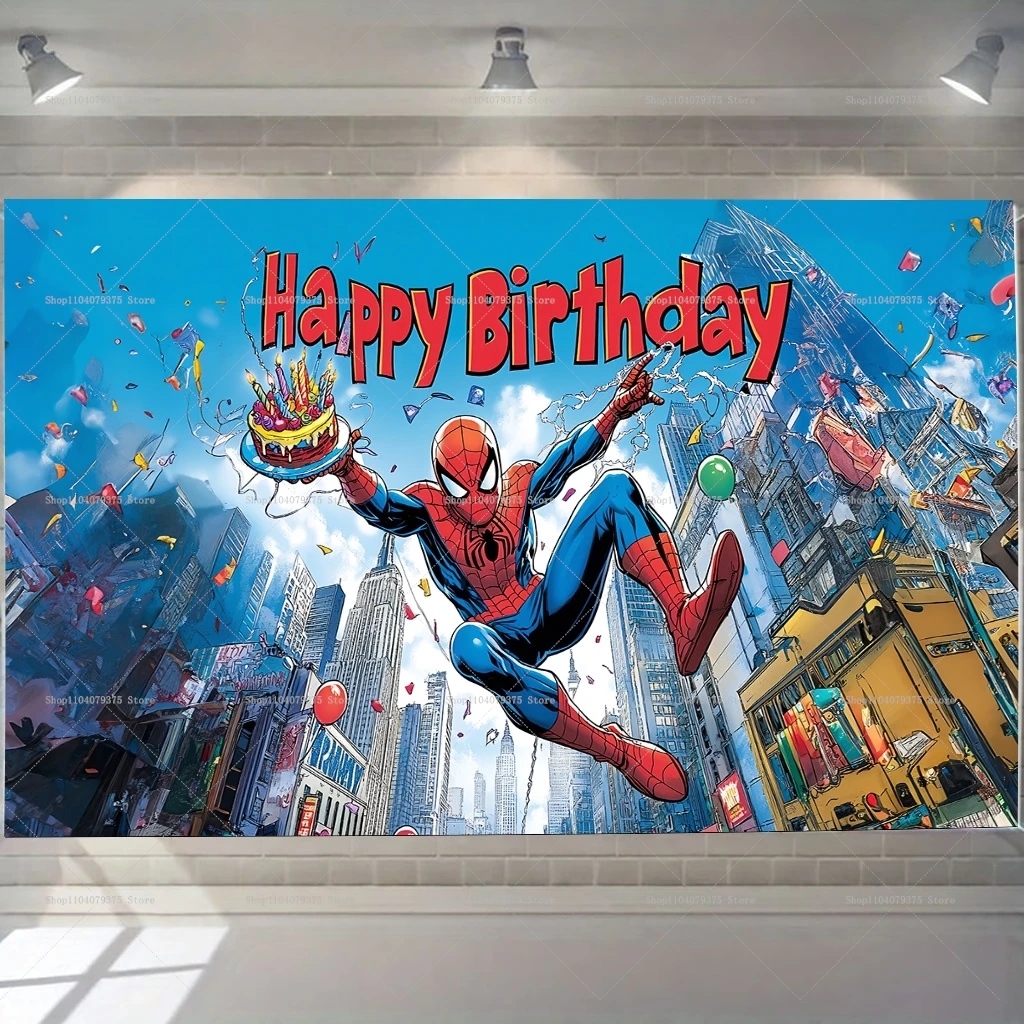 Spiderman Theme Photo Backdrops Baby Shower Boys Birthday Party Decoration Photography Background Poster Superhero Vinyl Banner