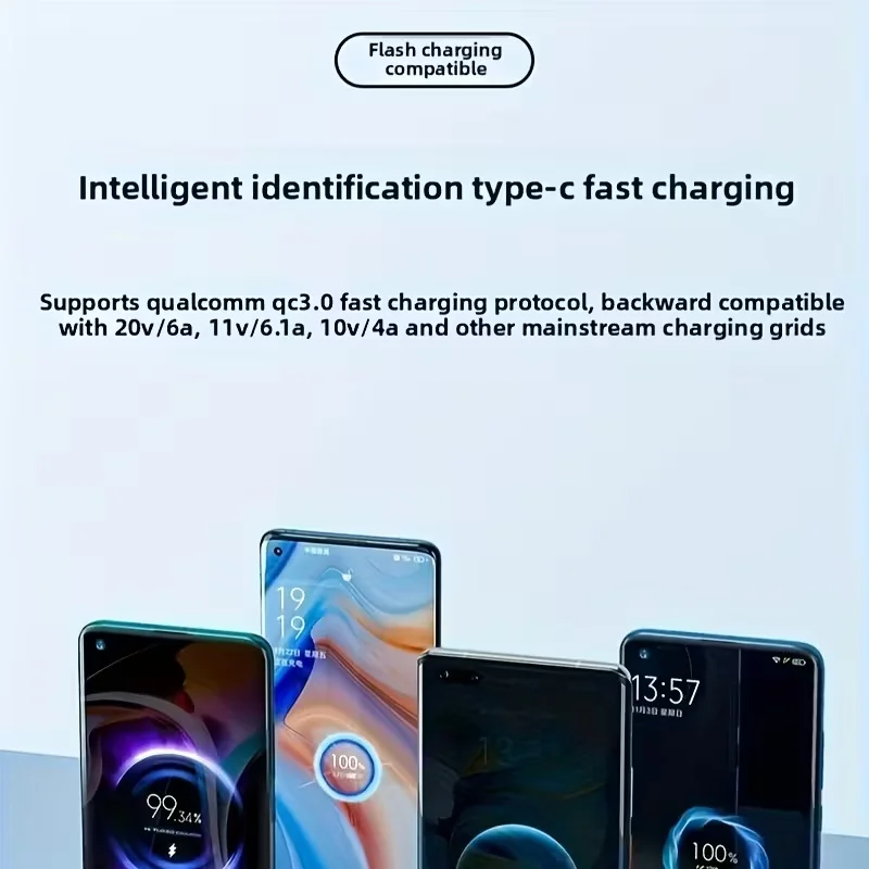 TPU 6A Super Fast Charging Data Cable Type-C for Huawei and Android Phones High Strength Anti Bend Wear Resistant Tangle Free Du