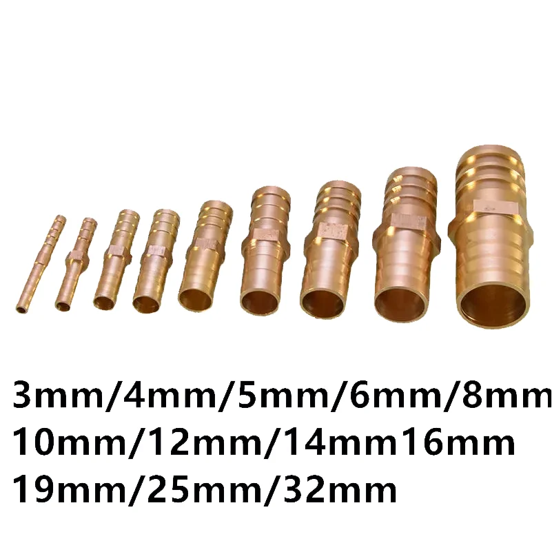 

Brass Straight Hose Pipe Fitting Equal Barb 4mm 5mm 6mm 8mm 10mm 12mm 16mm 19mm 25mm Gas Copper Barbed Coupler Connector Adapter