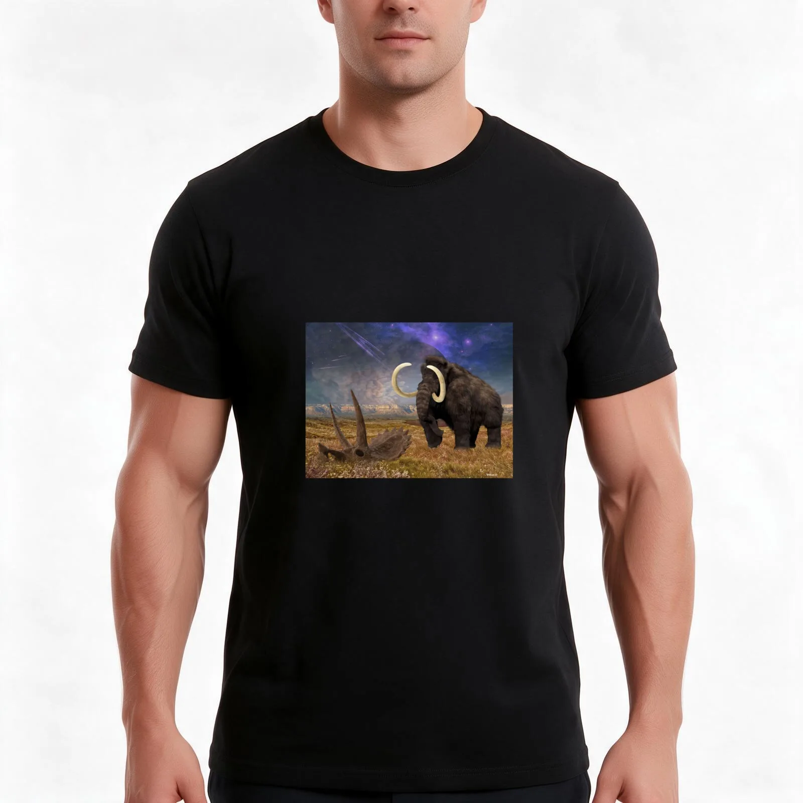 Woolly Mammoth Lumbers Across the Plains T-Shirt, Summer Casual Cotton Tee, Oversized Streetwear Tops, Vintage Graphic Print