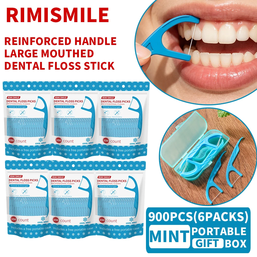 

900 шт. зубных нитей-флоссеров с широким основанием, прочные, неломающиеся, с мятным вкусом, профессиональные флоссеры для чистки зубов
