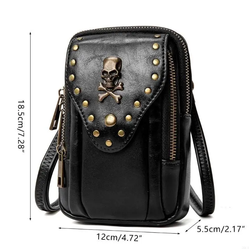 حقيبة حزام الهاتف المحفظة بالهاتف الخليوي المصغرة مع ديكور الهيكل العظمي 20CA #6