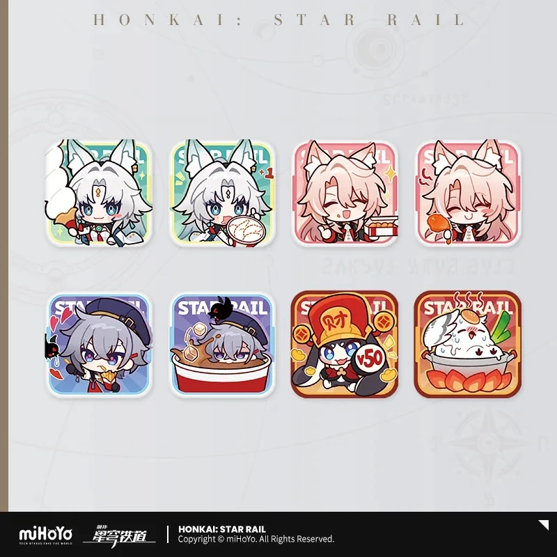 Official miHoYo Honkai: StarRail Licensed “Delicious Treats” Series Character Merchandise: Chibi Emoji Tin Badges—Gifts