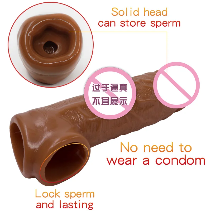 Male Reusable Penis Sleeve Testis Bondage Cock Extender Penis Ring Condoms With Scrotum Rings Penis Erection Erotic Toys For Men