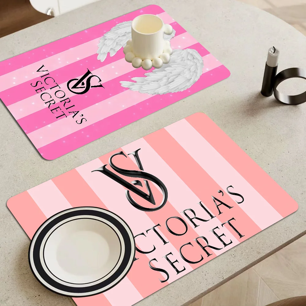 HD Sticker V-VictoriaS Fashion S-Secret Coffee Tablewear Drain Pad Bathroom Square Absorbing Anti-slip Dry Mat Kitchen Placemat