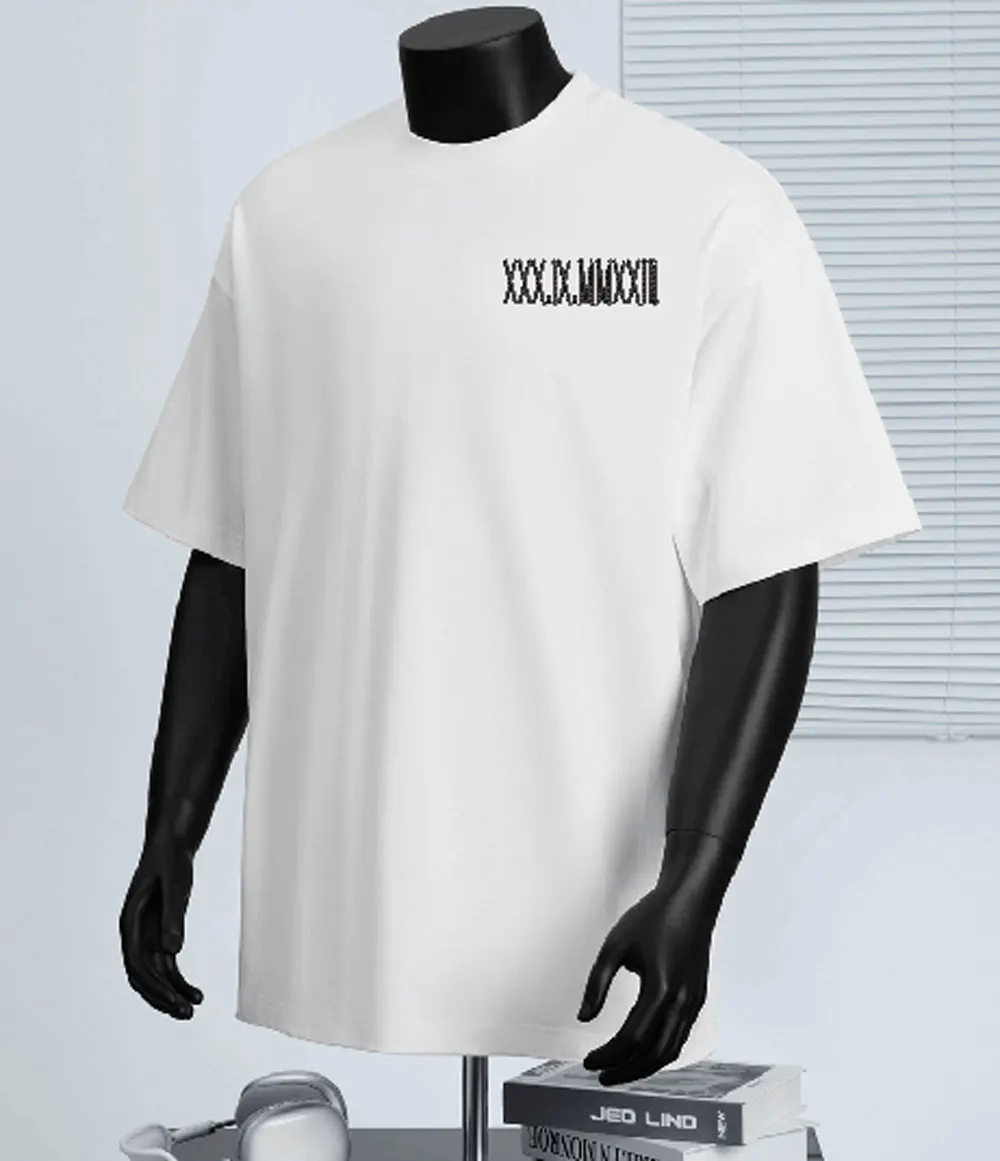 Custom Embroidered Anniversary Date T-shirt Roman Numerals 2025 New Fashion Couples Sweatshirt Gifts For Him Valentines Present