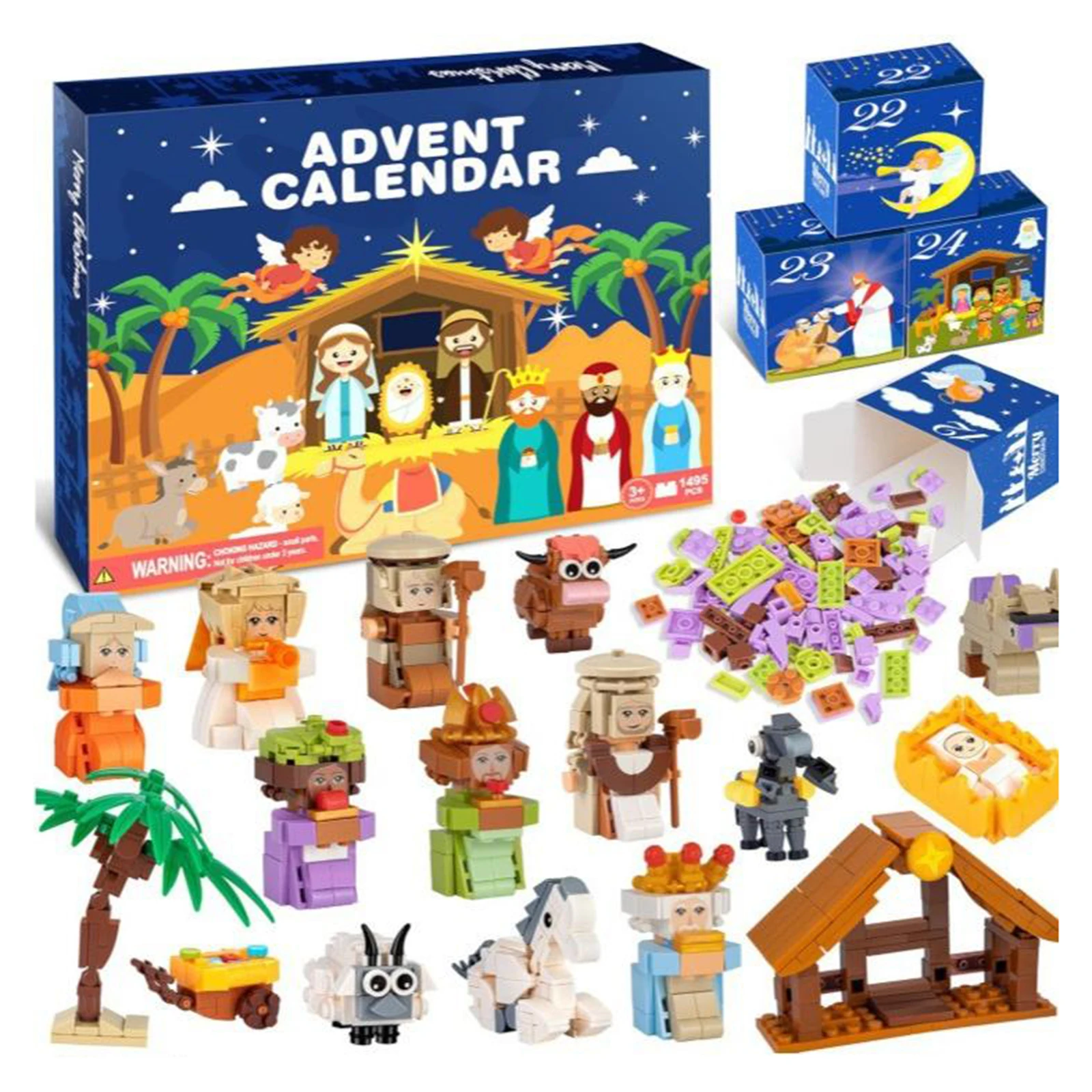 

Christmas Nativity Advent Calendar 2025 Building Blocks 24 Days Countdown Nativity Building Blocks Kit for Kids Teen Adults Gift