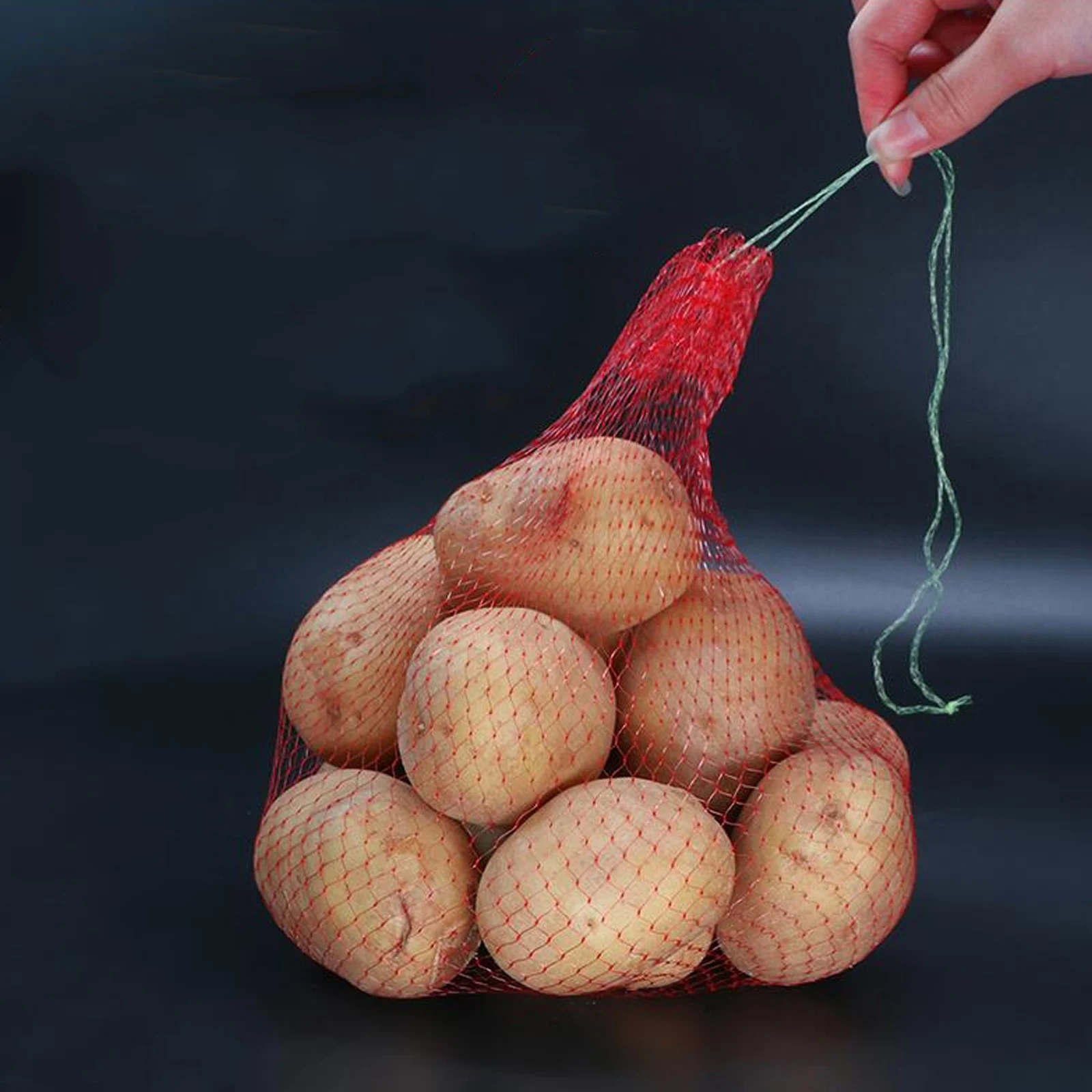 200 Uds. Bolsas colgantes de red para frutas, bolsas de malla de nailon para almacenamiento de compras de sandía, bolsas con cordón ecológico