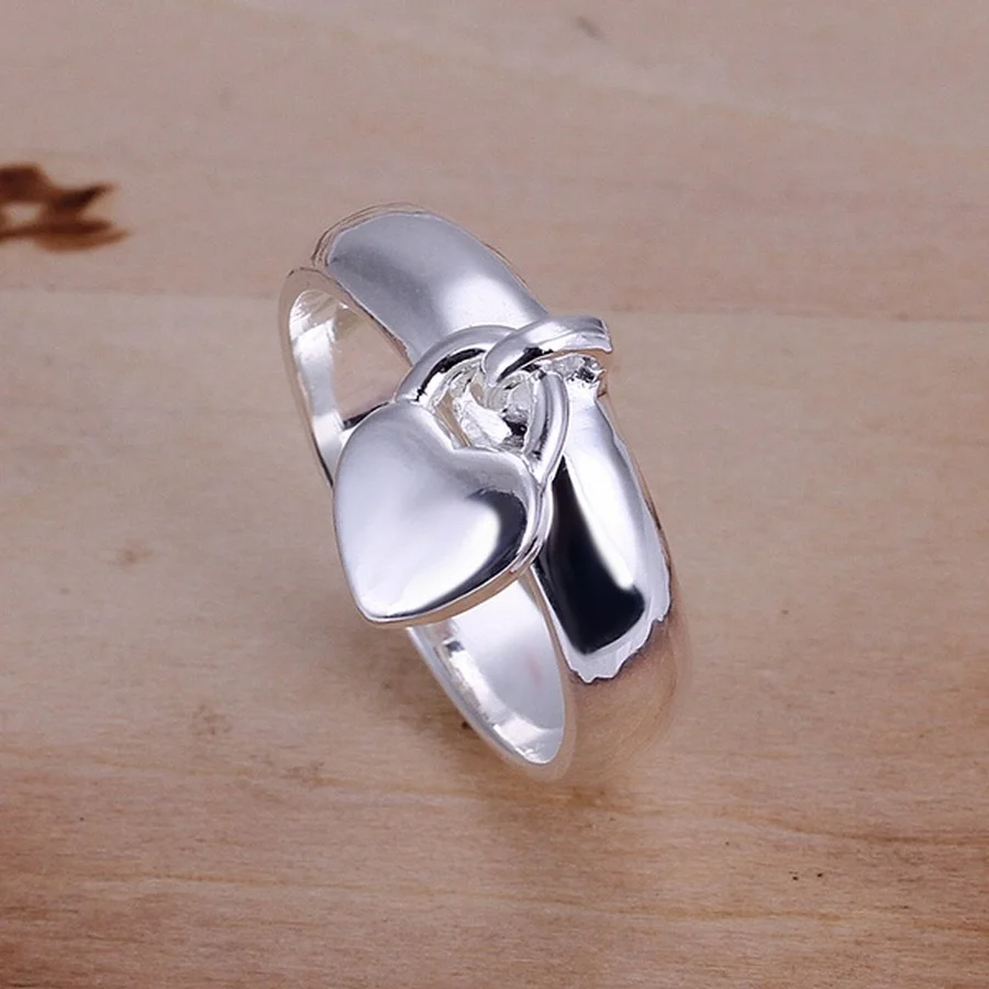 Wholesale women 925 Sterling Silver Rings cute lovely valentine gift Ring Jewelry romantic heart Free shipping wedding gifts - view 5