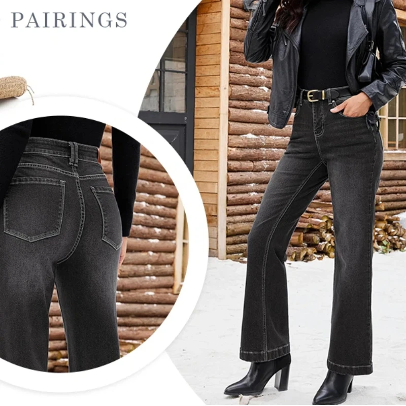 Jeans Women Y2k Jeans Stretch Black Gray Distressed Hem Tapered Vintage High Waist Trousers Fashion Casual