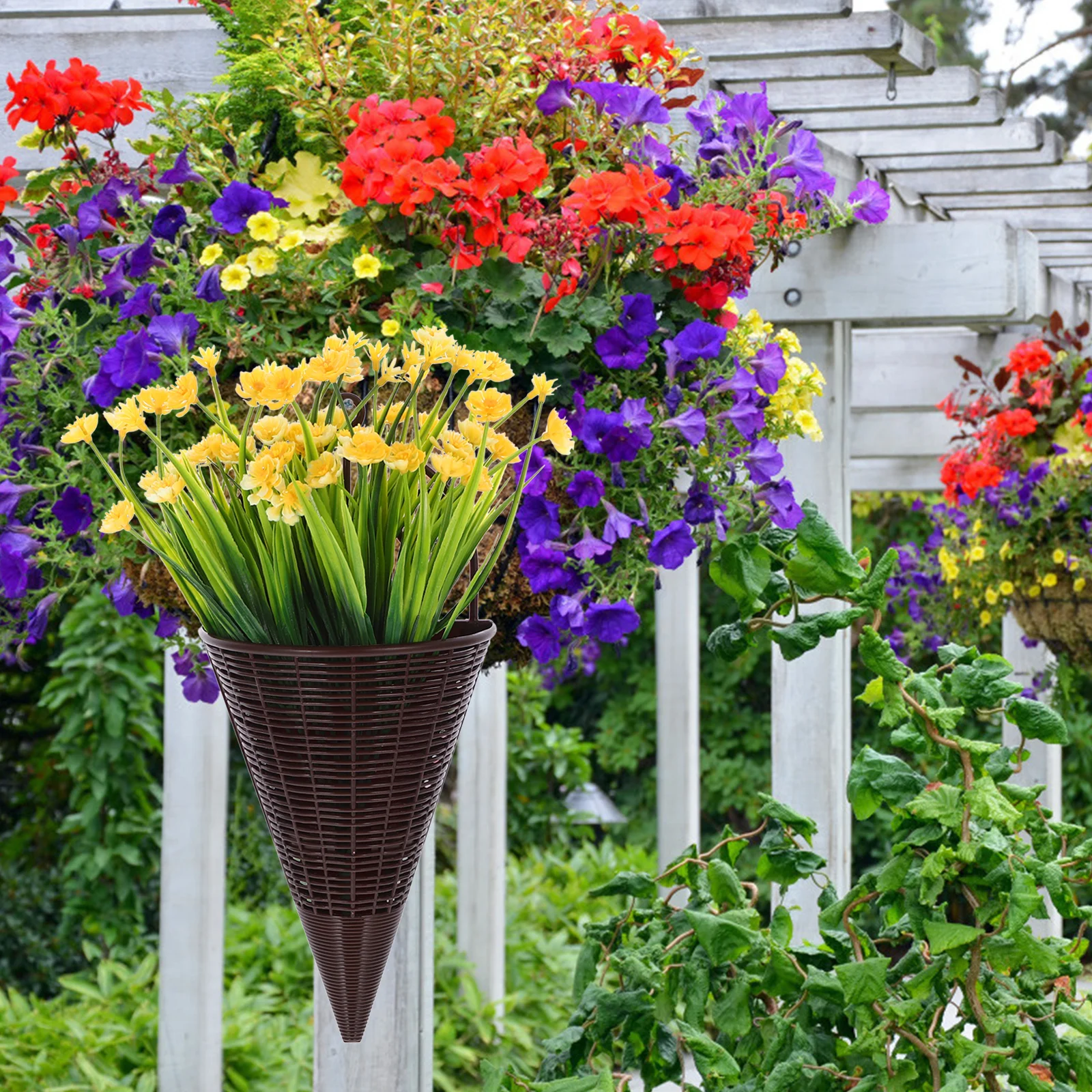 

1 set Artificial Flower Hanging Basket Lifelike Fake Plants For Home Decor Front Door Porch Farmhouse Indoor Outdoor Realistic