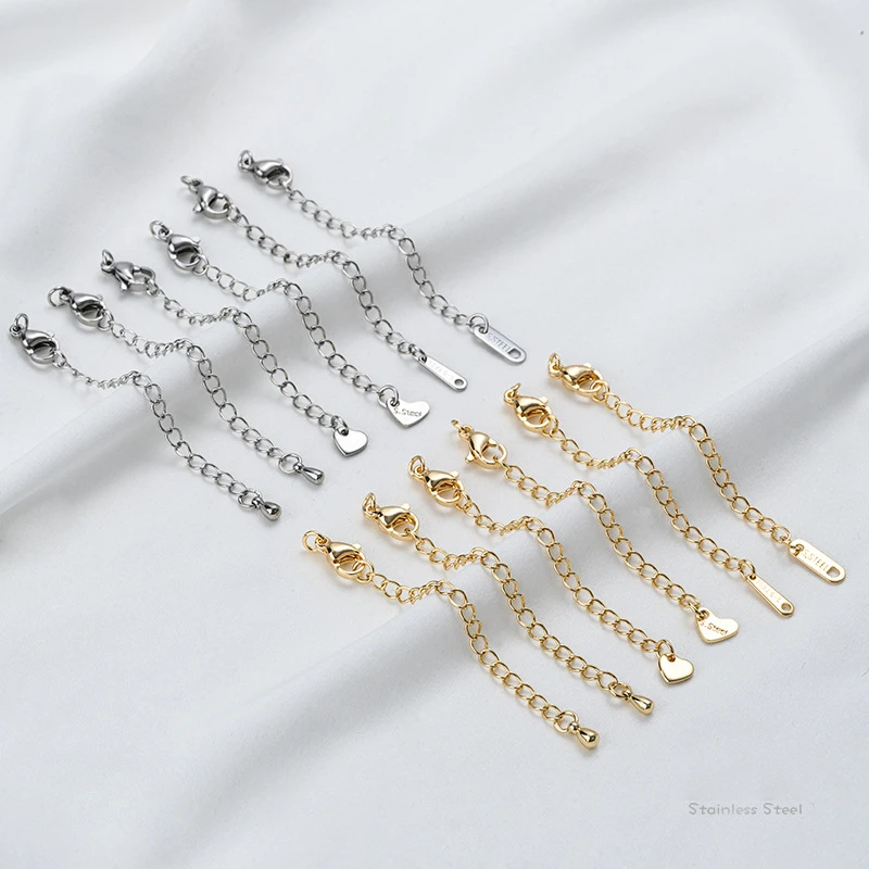 5Pcs Stainless Steel Extender Chain Non Fade Titanium Jewelry Tail Chain for Bracelet Necklace DIY Jewelry Making Accessories