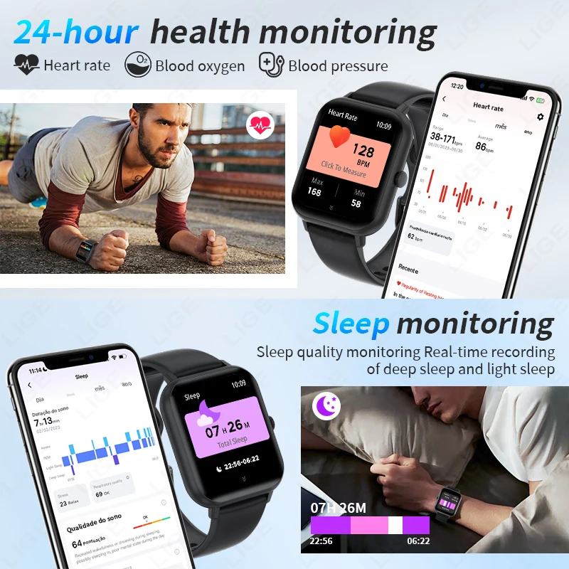 LIGE 2025 New GPS Tracker Smart Watch 1.83" HD Screen 100+ Sports Bluetooth Call Waterproof Sports Health Smartwatch Men Women image 5