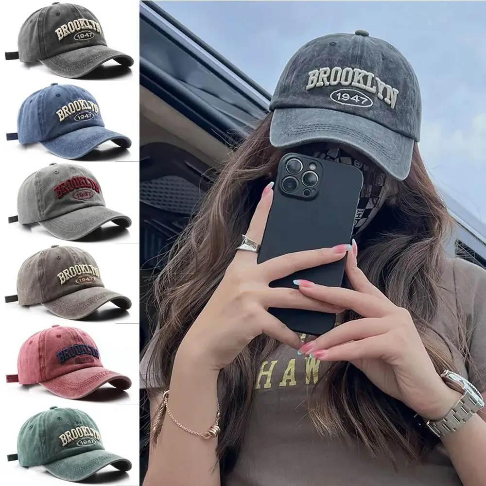 

Gothic Street Punk Embroidery Baseball Caps Adjustable Hip-hop Distressed Faded Cap Washed Baseball Hats