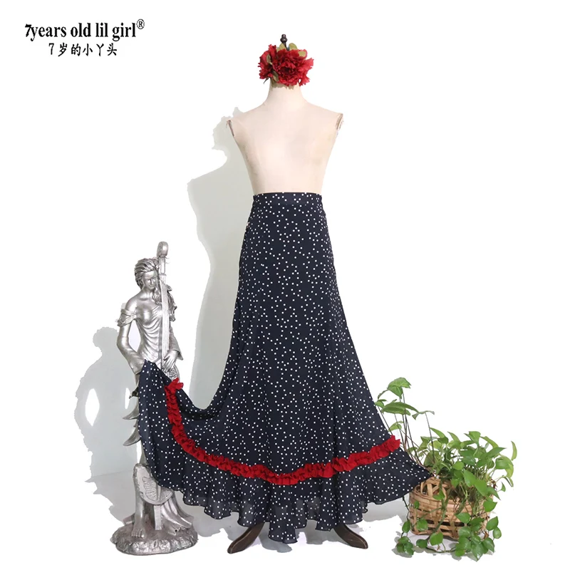 Falda de práctica de danza flamenca española para mujer, ropa de danza española artesanal MM06