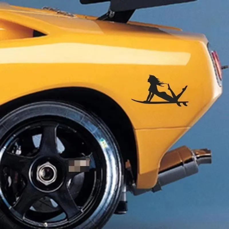 18*9.6 cm girls' surfing fun fashion cool styling design car window bumper motorcycle decorative vinyl car sticker